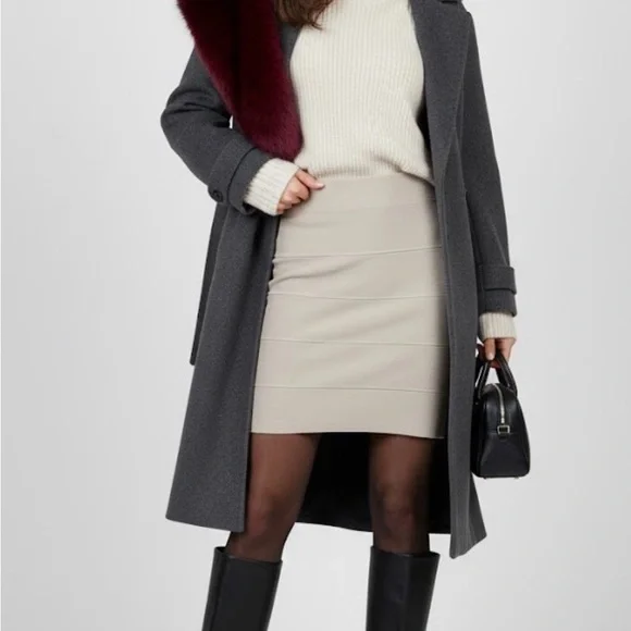 BCBGMAXAZRIA Nude Bandage Bodycon Skirt (Rayon) | Size L | Waist Shaper Effect - Picture 6 of 10